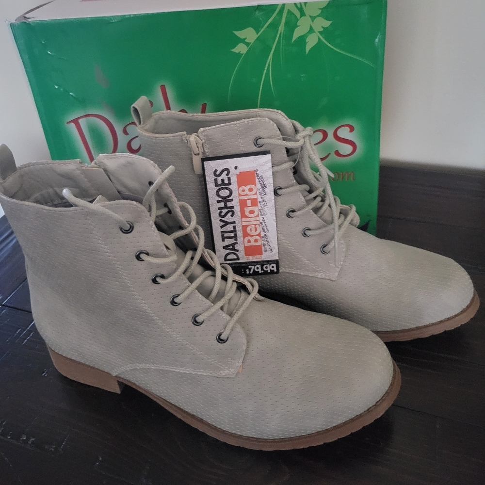 DailyShoes NEW Bella Women's lace up side zip Combat Boot